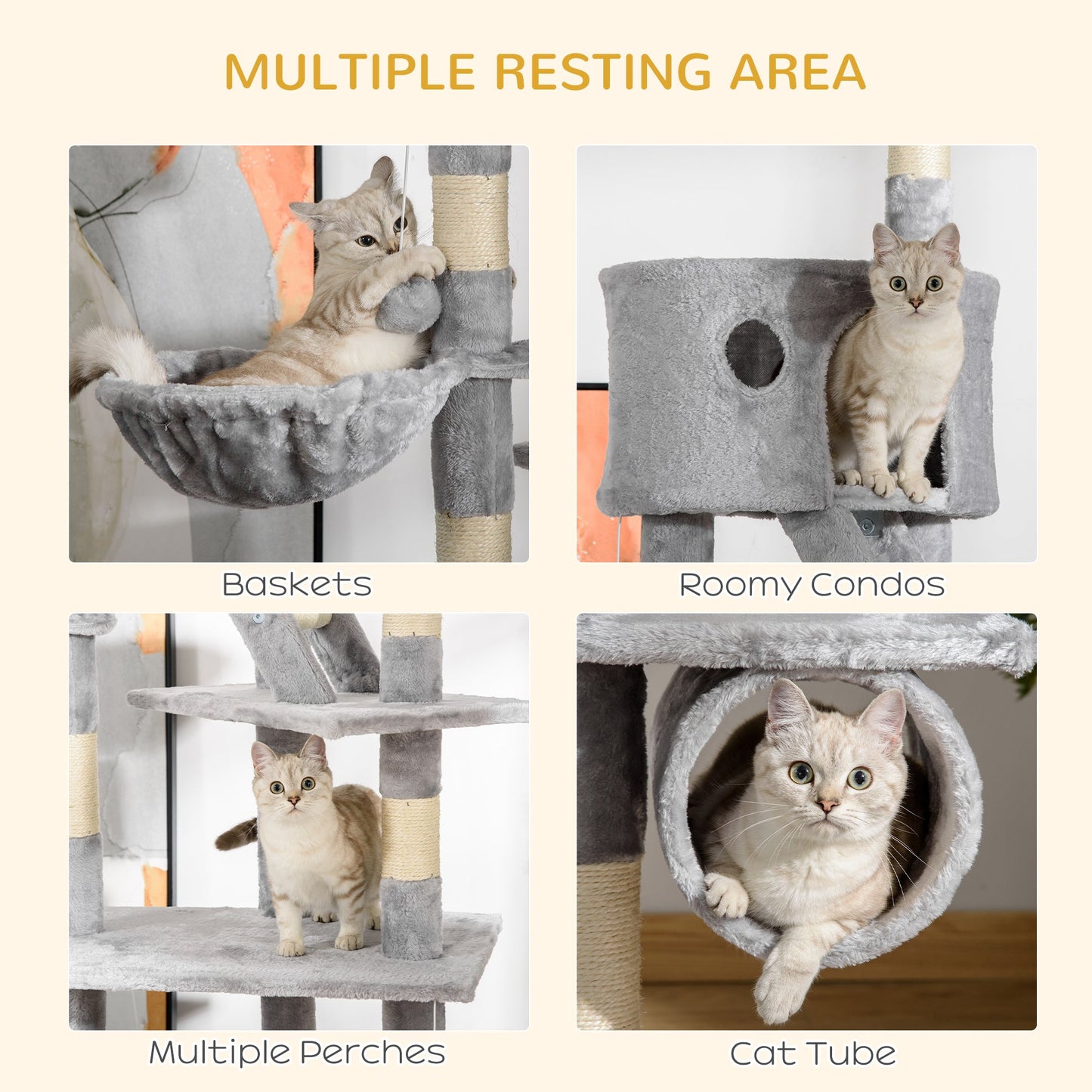 Adjustable Floor-to-Ceiling Cat Tree with Condos