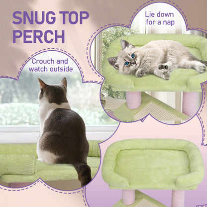 Compact 3-Tier Cat Tower with Sisal Scratching Post