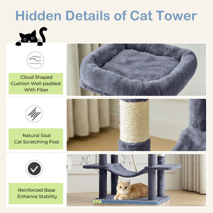 66-Inch Large Cat Tower for Multiple Cats