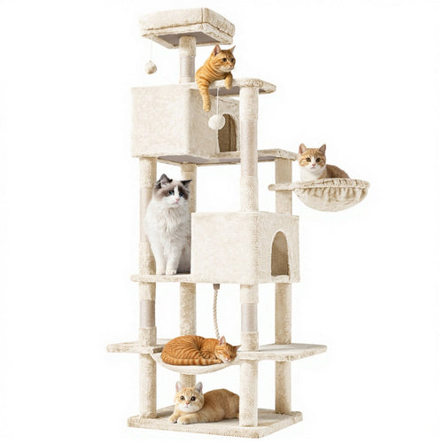 66-Inch Large Cat Tower for Multiple Cats