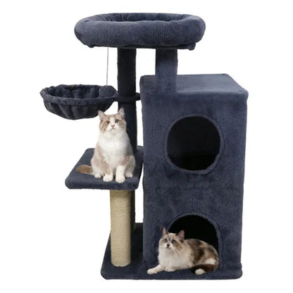 Compact 33.5" Cat Tree with 2-Tier Condo & Hammock
