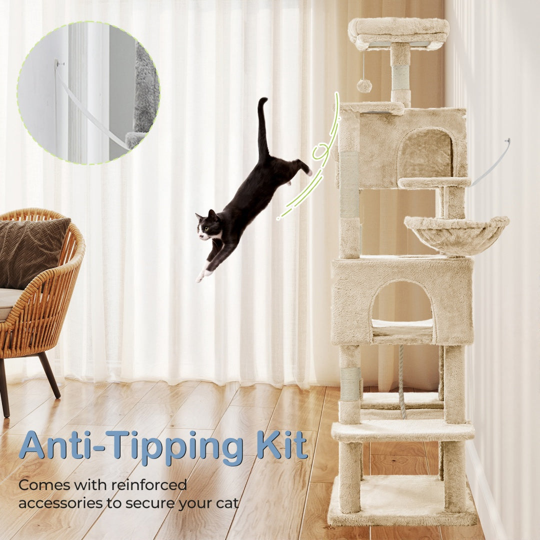 66-Inch Large Cat Tower for Multiple Cats