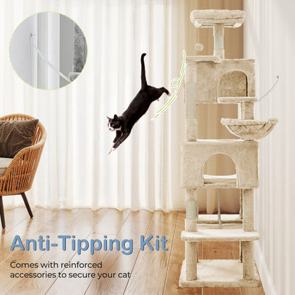 66-Inch Large Cat Tower for Multiple Cats