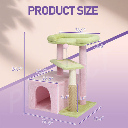 Compact 3-Tier Cat Tower with Sisal Scratching Post