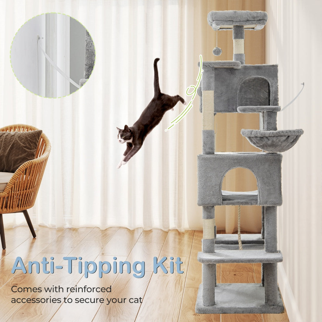 66-Inch Large Cat Tower for Multiple Cats