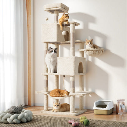 66-Inch Large Cat Tower for Multiple Cats