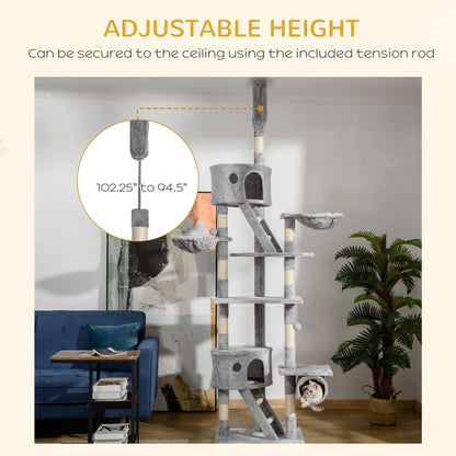 Adjustable Floor-to-Ceiling Cat Tree with Condos