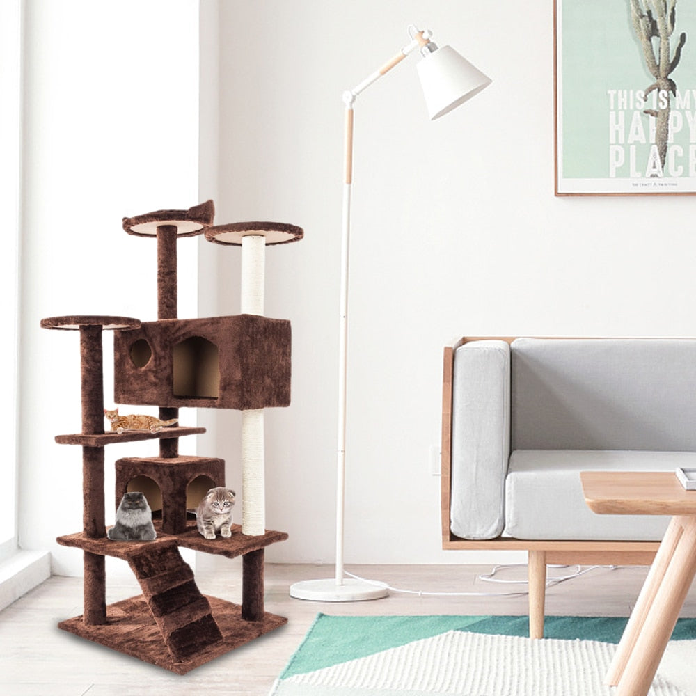 Sisal Rope Cat Climbing Tower with Houses & Platforms