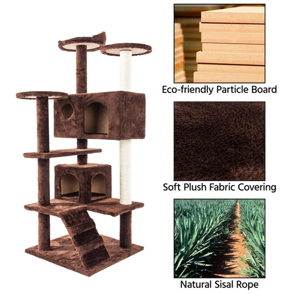Sisal Rope Cat Climbing Tower with Houses & Platforms