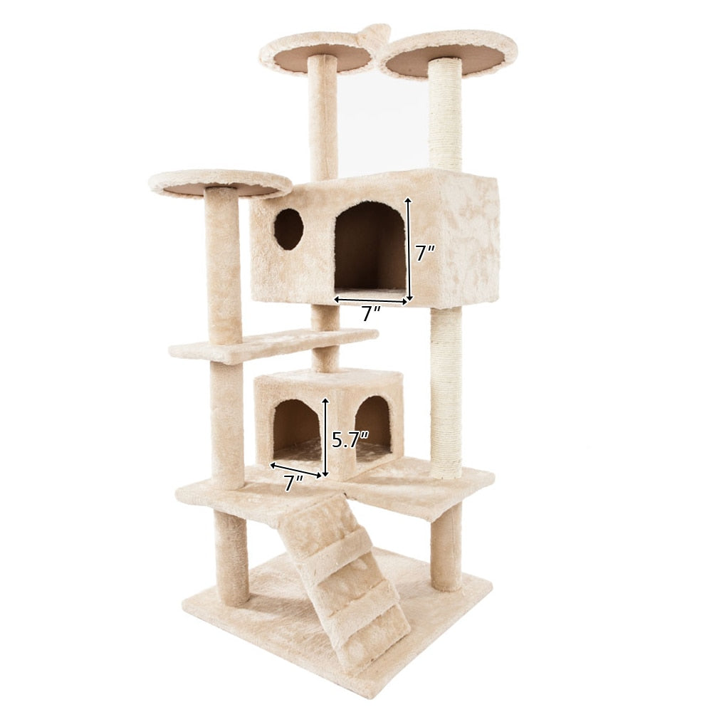 Sisal Rope Cat Climbing Tower with Houses & Platforms