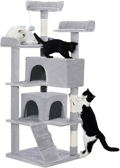 56-Inch Multi-Level Cat Tree with Scratching Posts