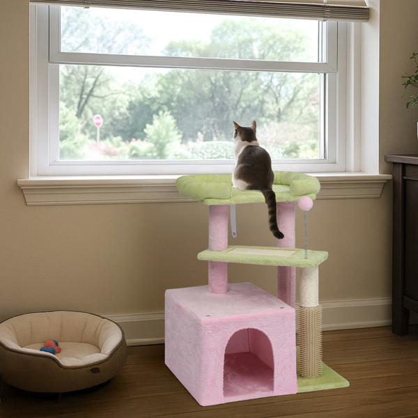 Compact 3-Tier Cat Tower with Sisal Scratching Post
