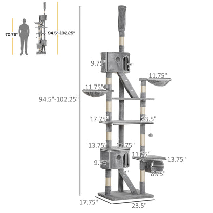 Adjustable Floor-to-Ceiling Cat Tree with Condos