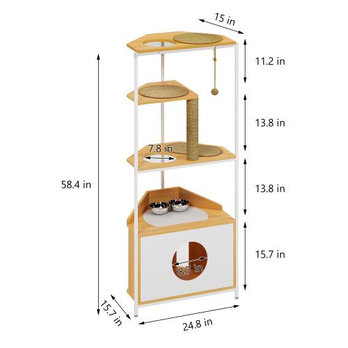 Corner Cat Condo with Feeding Station & Climbing Platforms