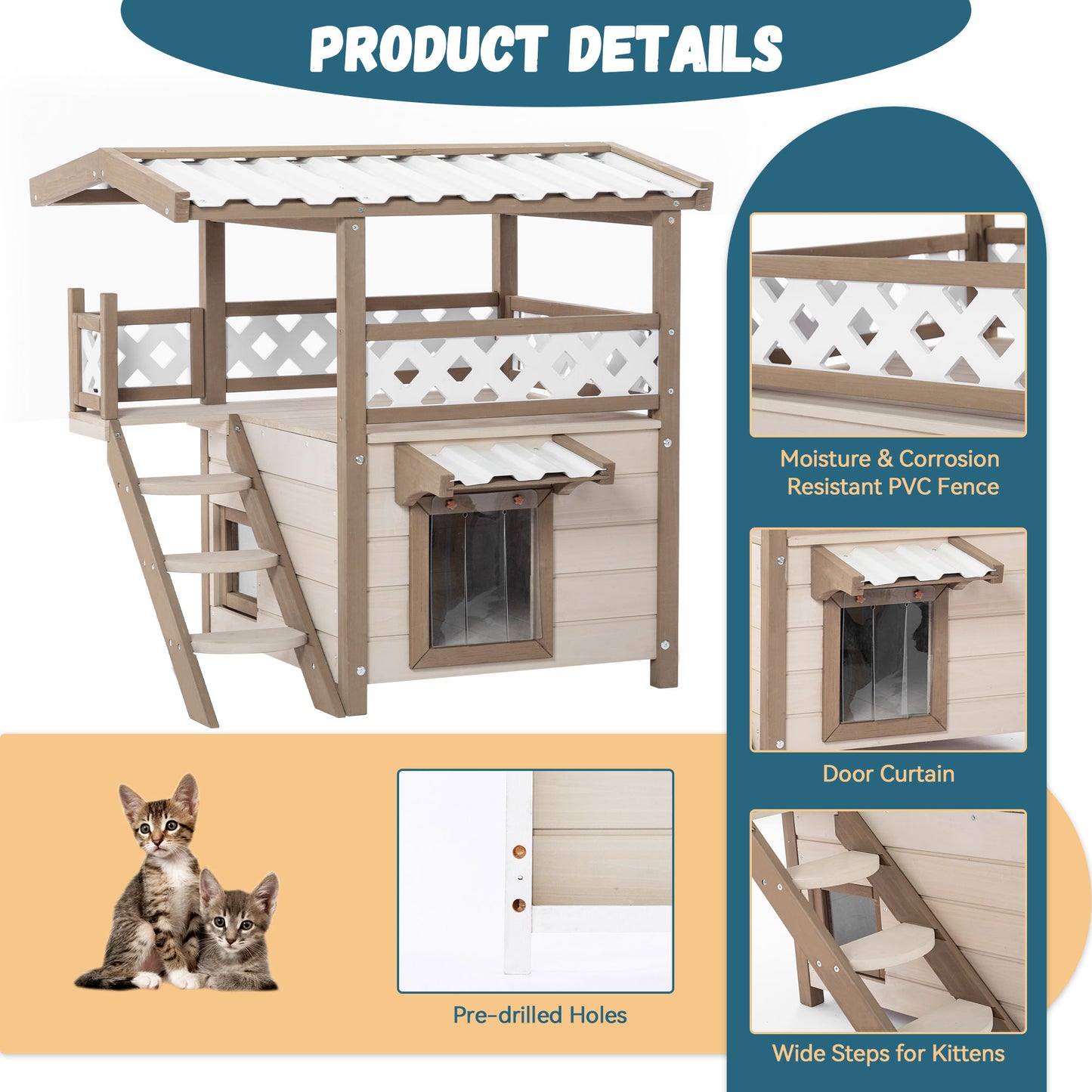 2-Story Outdoor & Indoor Feral Cat House