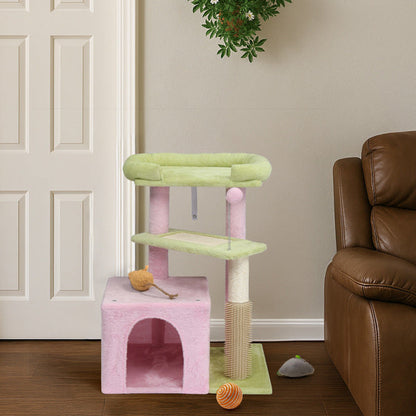 Compact 3-Tier Cat Tower with Sisal Scratching Post